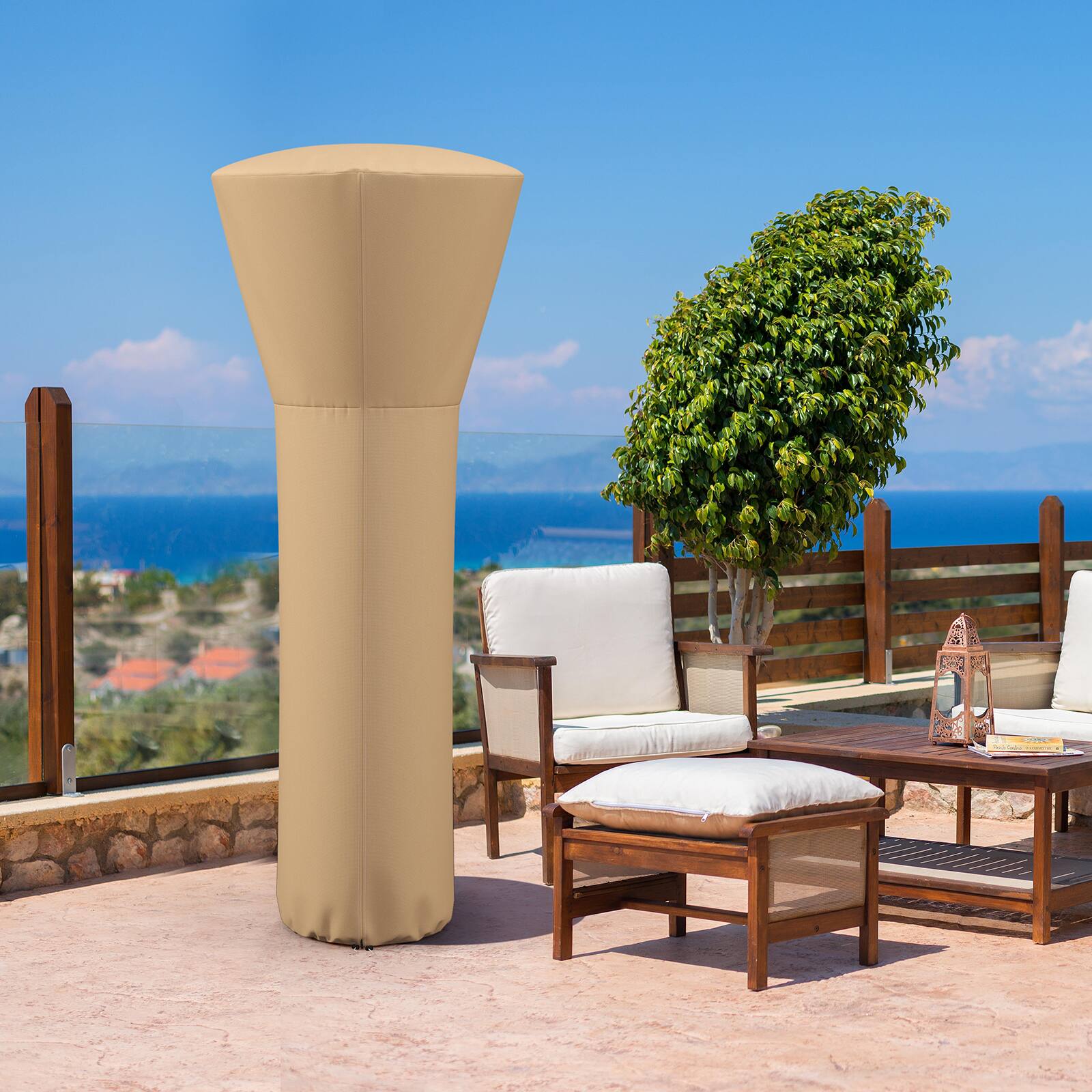 Alt View 1. Costway - Costway Patio Standing Propane Heater Cover Waterproof W/Zipper and Bag - Beige.