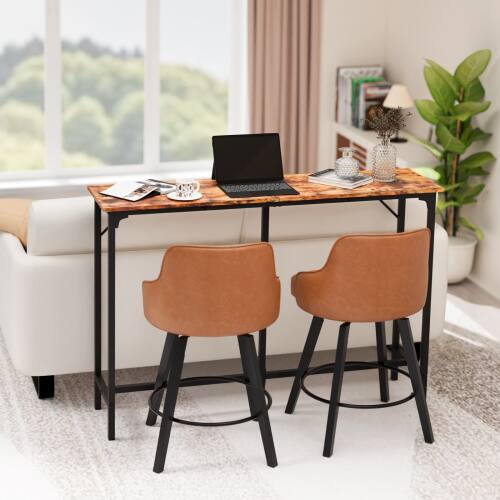 Alt View 3. Winado - 43"-71" Wooden Top Bar Long Counter Height Pub Table with Robust Metal Frame and Easy-Clean Surface Scratch for Bar - Brown-55"x39"x15".