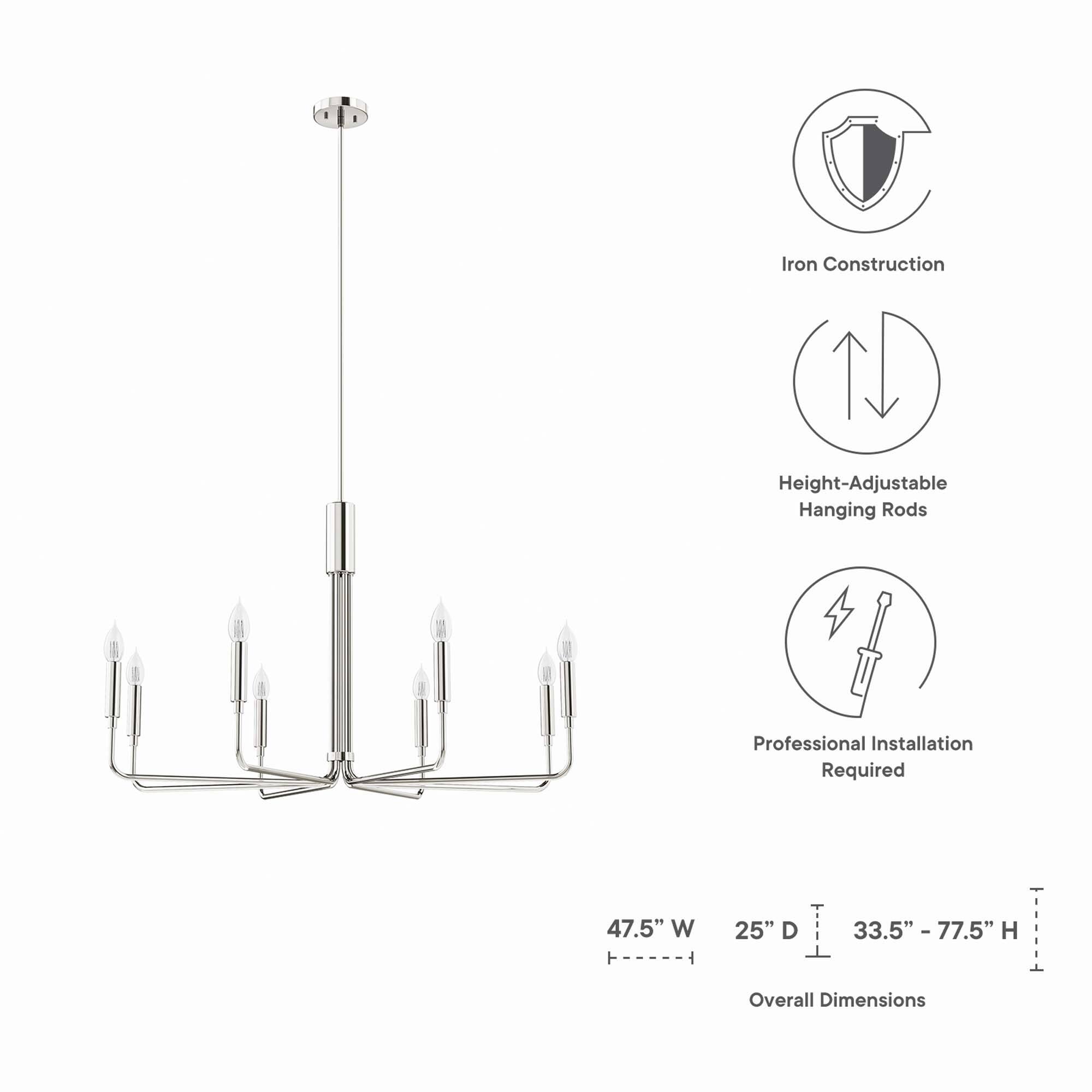 Iron Construction  
Height-Adjustable Hanging Rods  
Professional Installation Required  

47.5" W x 25" D x 33.5" - 77.5" H  

Overall Dimensions