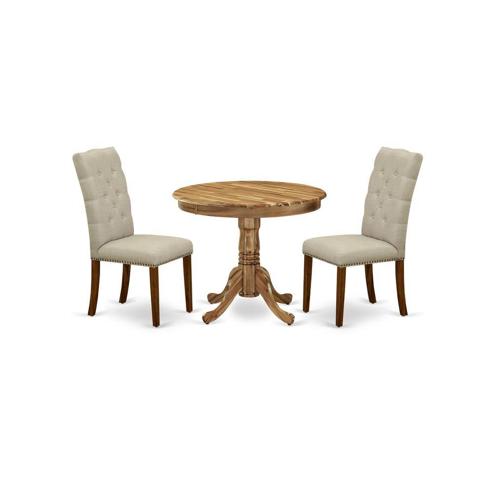 Back. East West Furniture - Dining Room Set Natural - Brown.