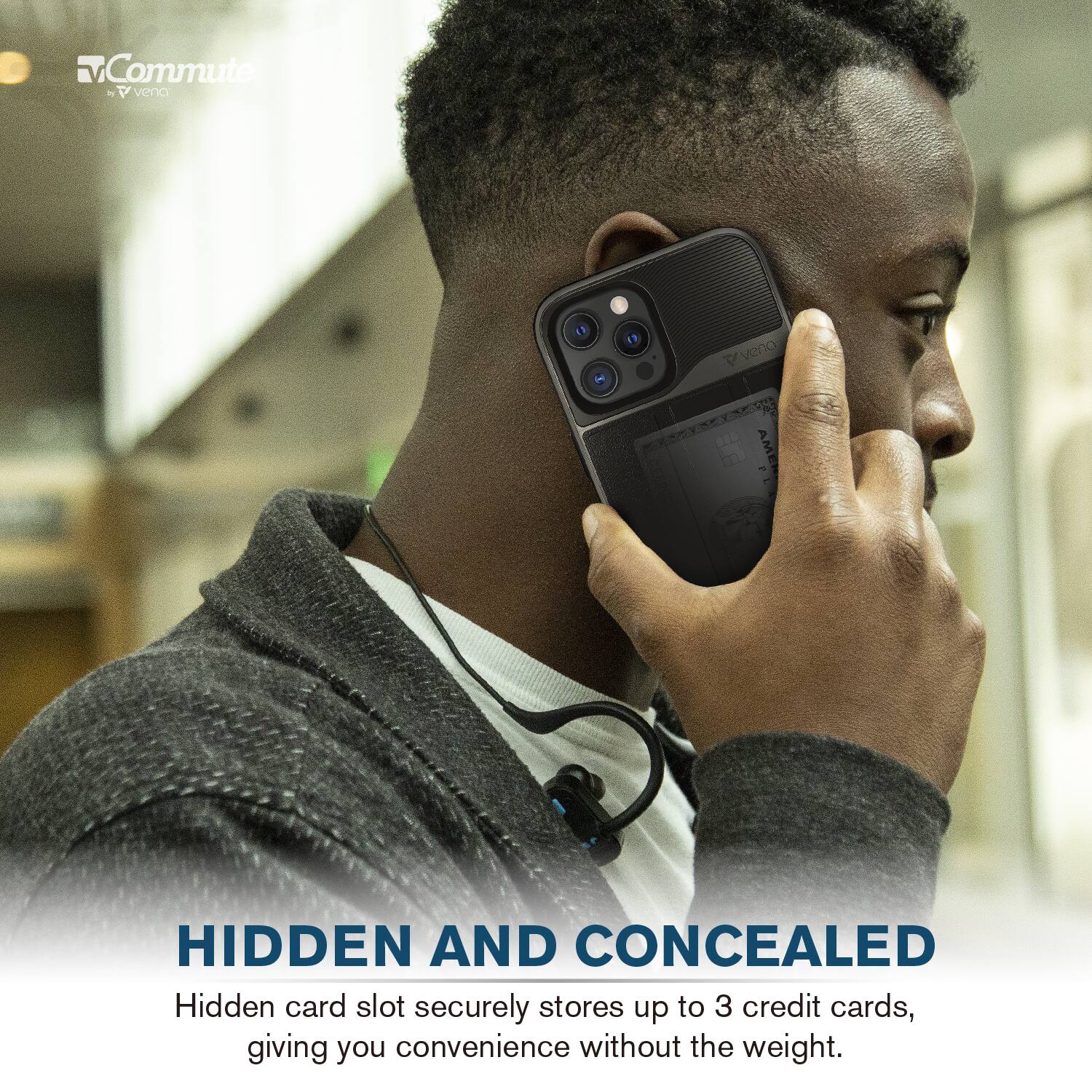 Commute - V vena vena D AMER - HIDDEN AND CONCEALED
Hidden card slot securely stores up to 3 credit cards, giving you convenience without the weight.
