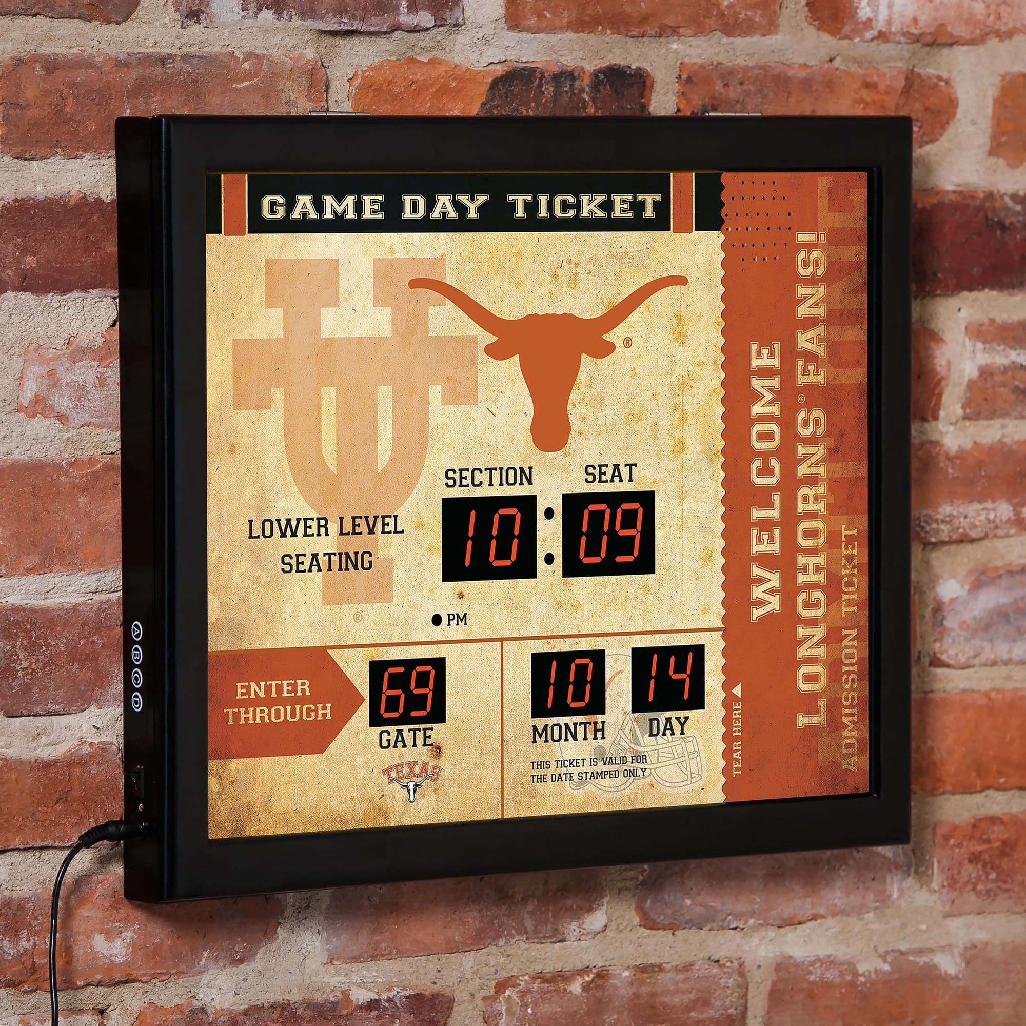Evergreen Enterprises - Texas Longhorns 15" x 19" Bluetooth Scoreboard Wall Clock - Brown