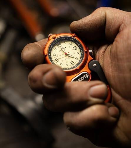 Back. Dakota - Mini Clip Microlight, Clip Watch, Flashlight and Watch, Outdoor Gifts for Men and Women - Gun Metal.