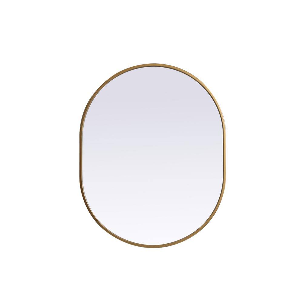 Alt View 7. Elegant Decor - Metal Frame Oval Mirror 24x30 Inch in Brass - Brass.