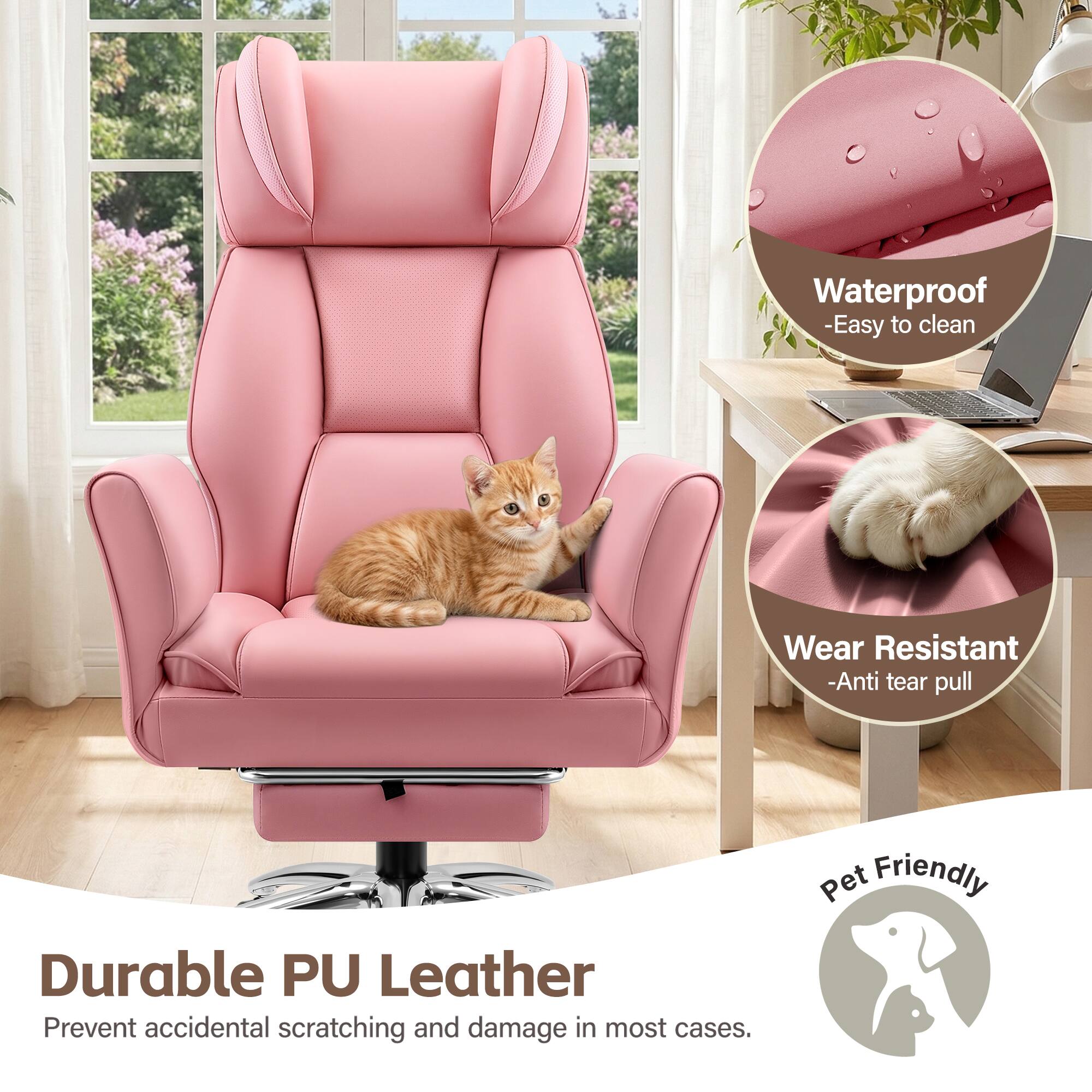 Waterproof - Easy to clean  
Wear Resistant - Anti tear pull  
Durable PU Leather  
Prevent accidental scratching and damage in most cases.  
Pet Friendly