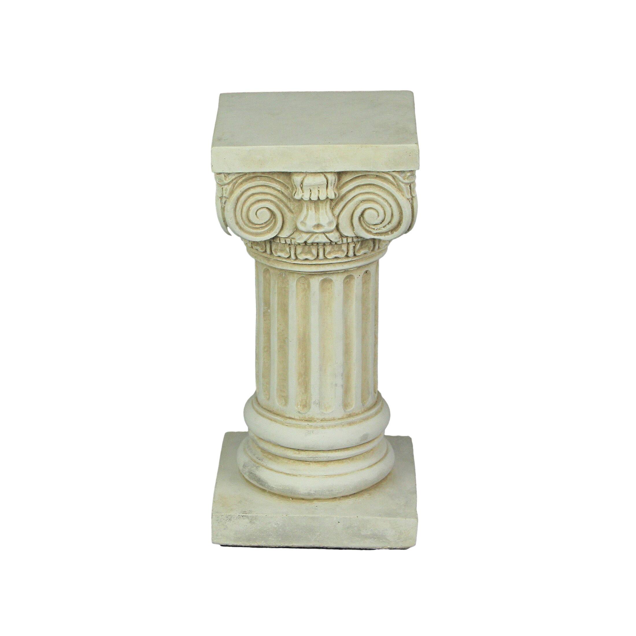 Alt View 4. Things2Die4 - Antique White Solid Concrete Roman Ionic Column Pillar Mini Statue Pedestal 8.25 Inches High - Off-white.