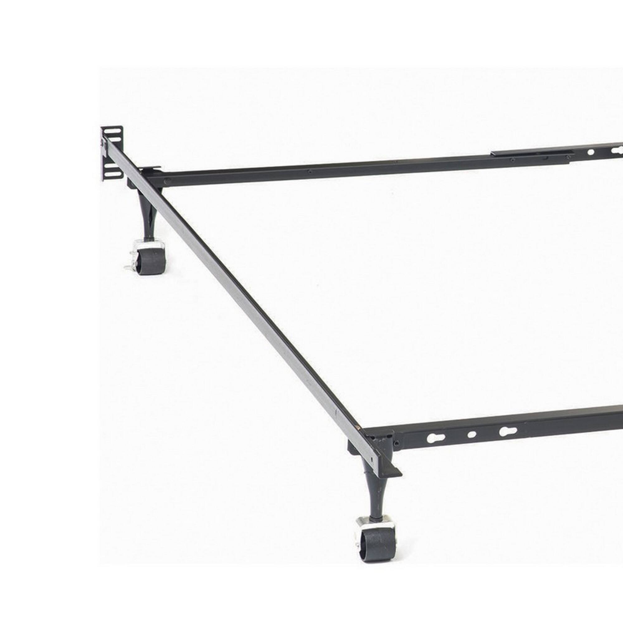 Alt View 3. Manhattan Lane - Akz Multisize Bed Frame for Q, K, CK, Six Metal Legs, Rolling Caster Wheels - Black.