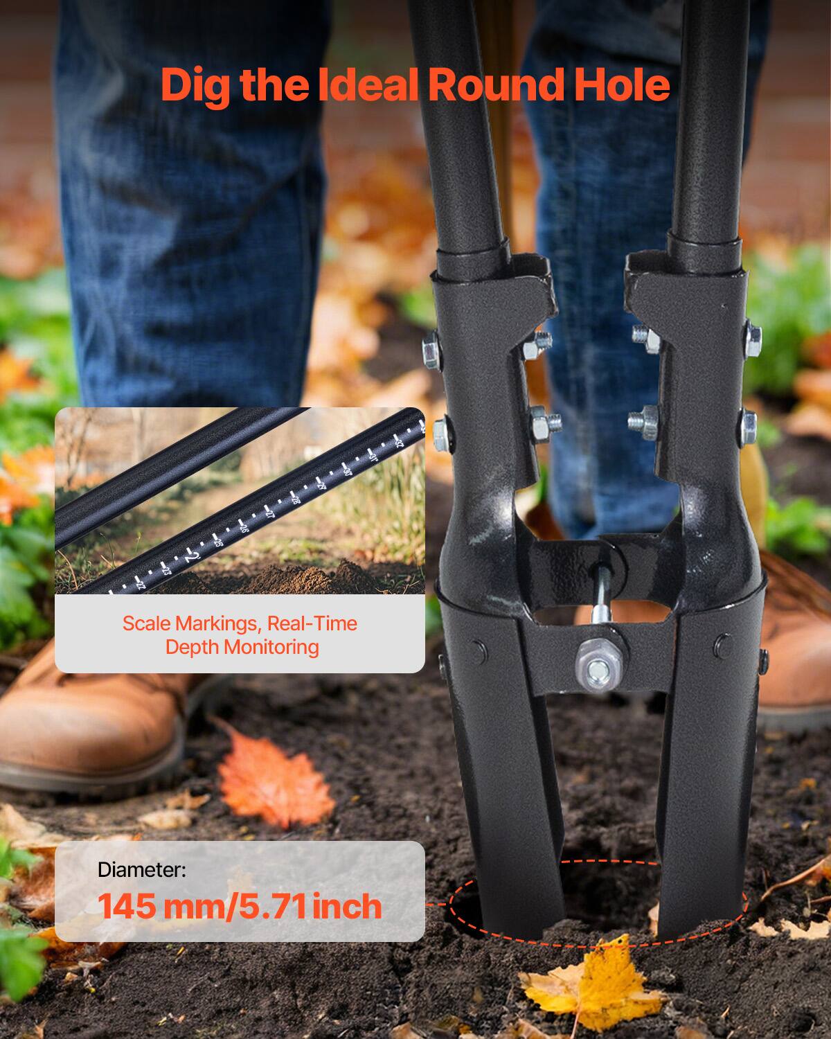 Dig the Ideal Round Hole

Scale Markings, Real-Time Depth Monitoring

Diameter: 145 mm/5.71 inch