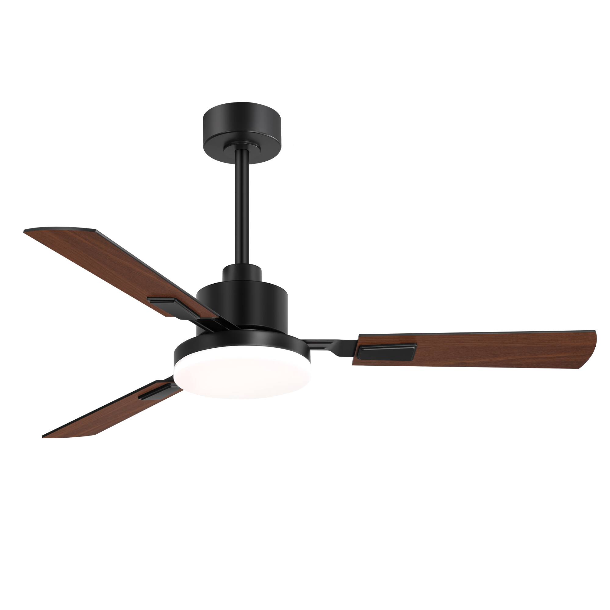 Breezary 52'' Ceiling Fan with 3 Dual Finish Plywood Blades, 3 Color Light,  6 Speed DC Motor, Remote \u0026 Memory Function Matte Black and Dark Wood Grain  32029-BK - Best Buy, image size:900x900