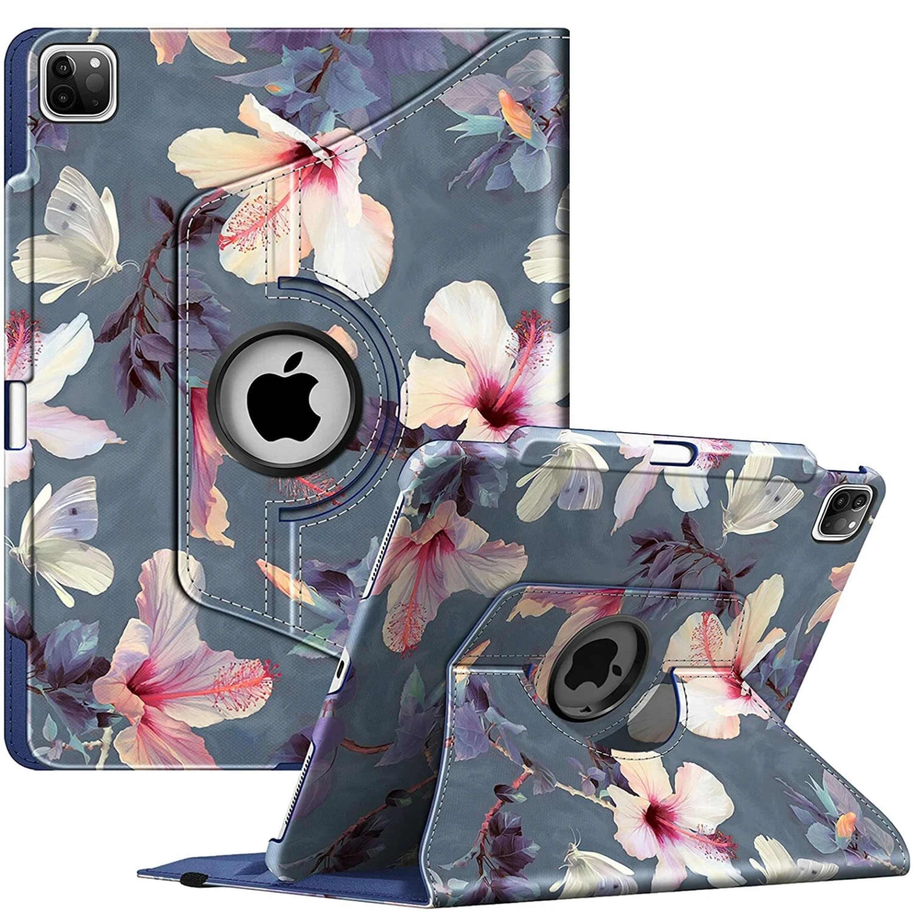 Kitcheniva - Swiveling Stand Case For iPad Pro 12.9 Inch 6th 5th 4th Gen - Blooming Hibiscus