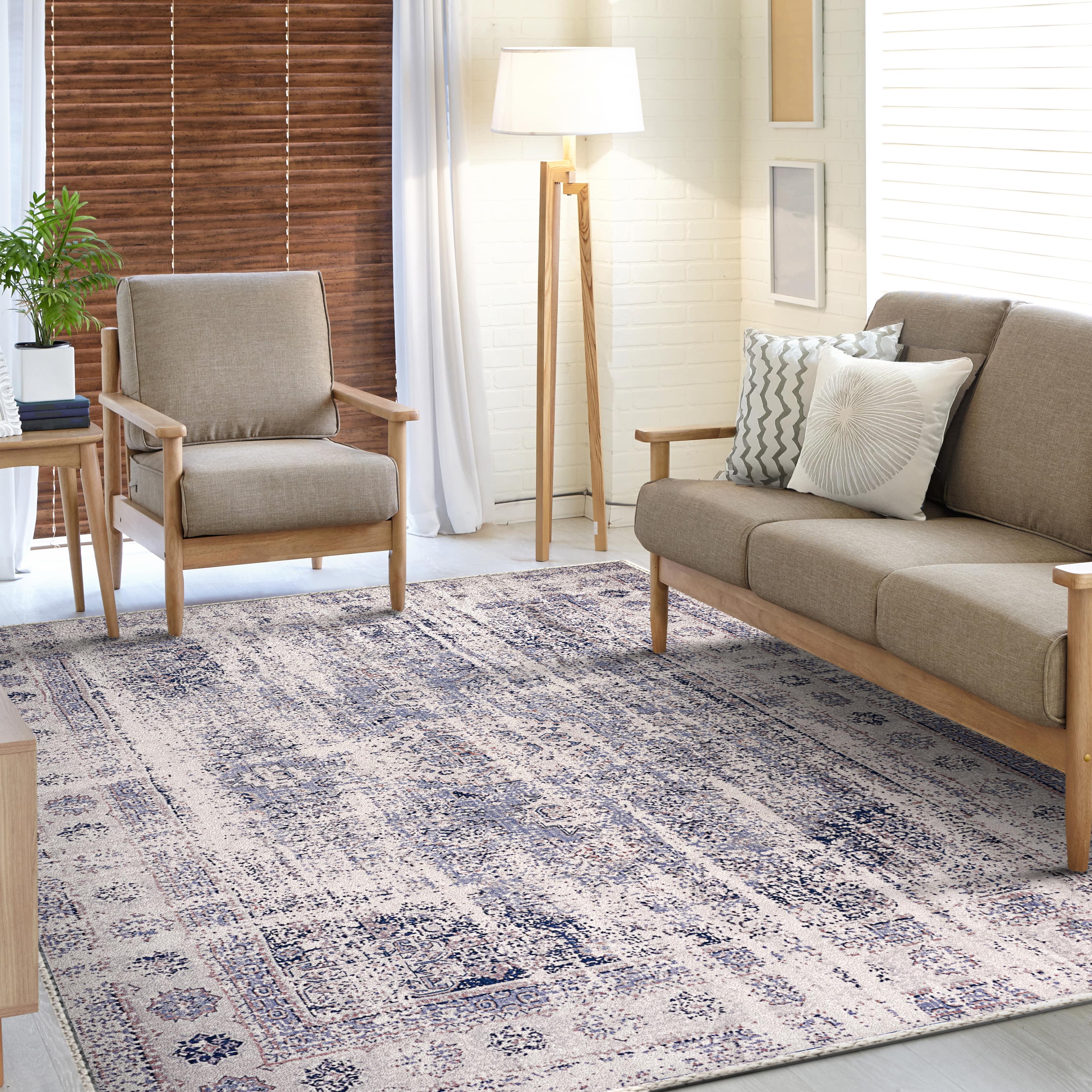 Front. Sorbus - Sorbus 8x10 Area Rug, Machine Washable, Non-Slip, Vintage Rug, Low Pile Non-Shedding Indoor Area Rug for Living Room - Border.