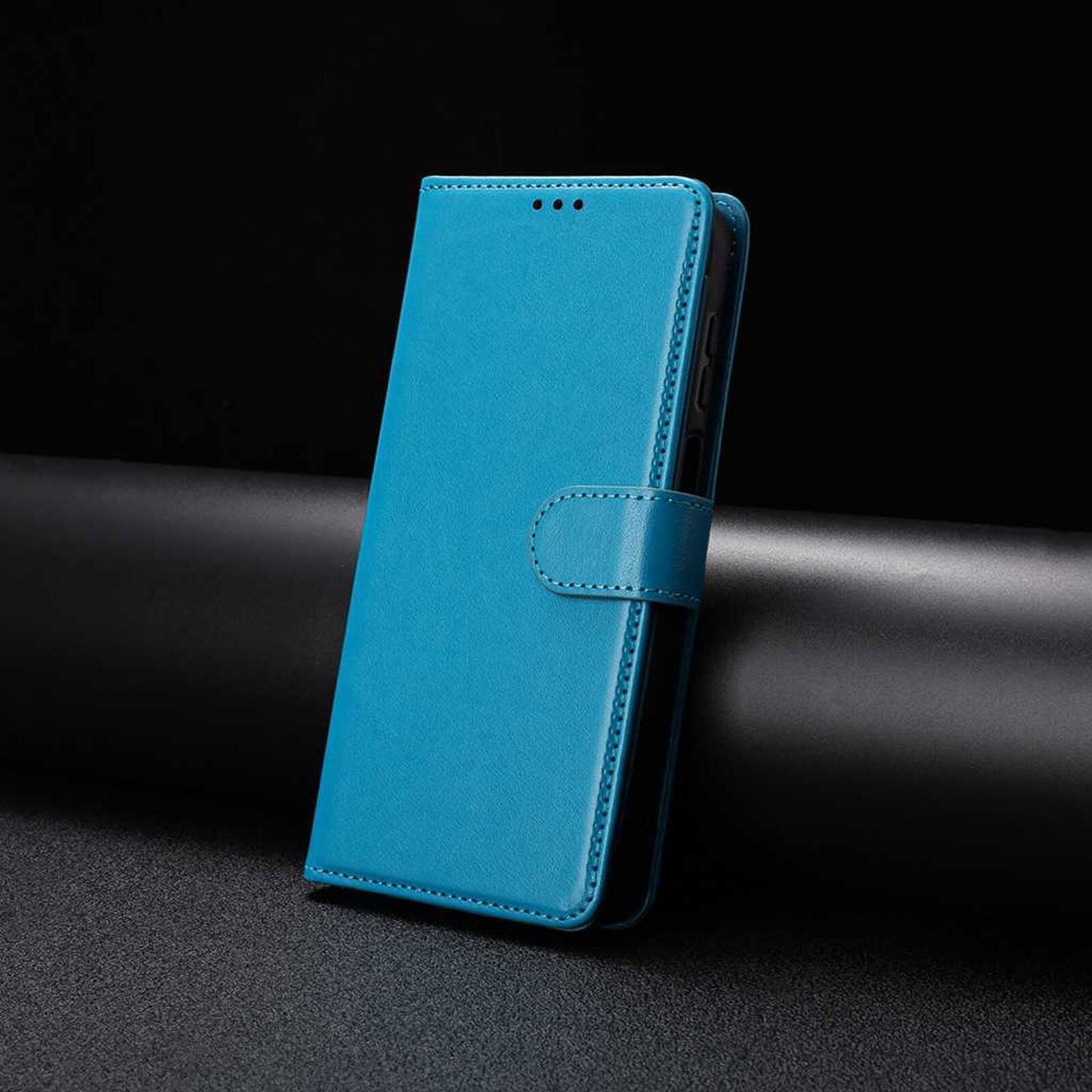 Angle. Dteck - Dteck Wallet Folio Case for Apple iPhone 17, Shockproof Magnetic PU Leather Flip Card Slots Stand Case - Lightblue.