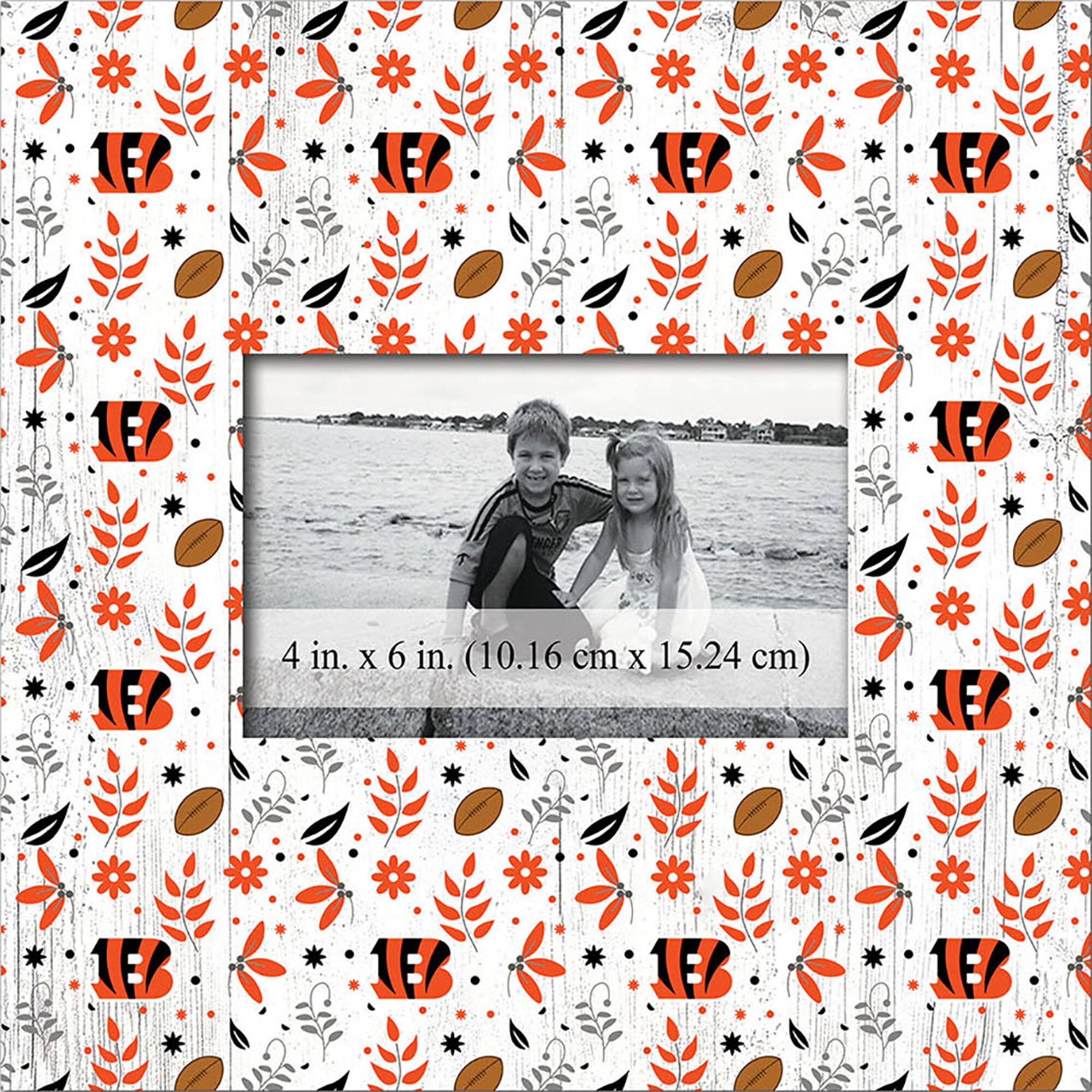 Cincinnati Bengals 10'' x 10'' Floral Pattern Frame