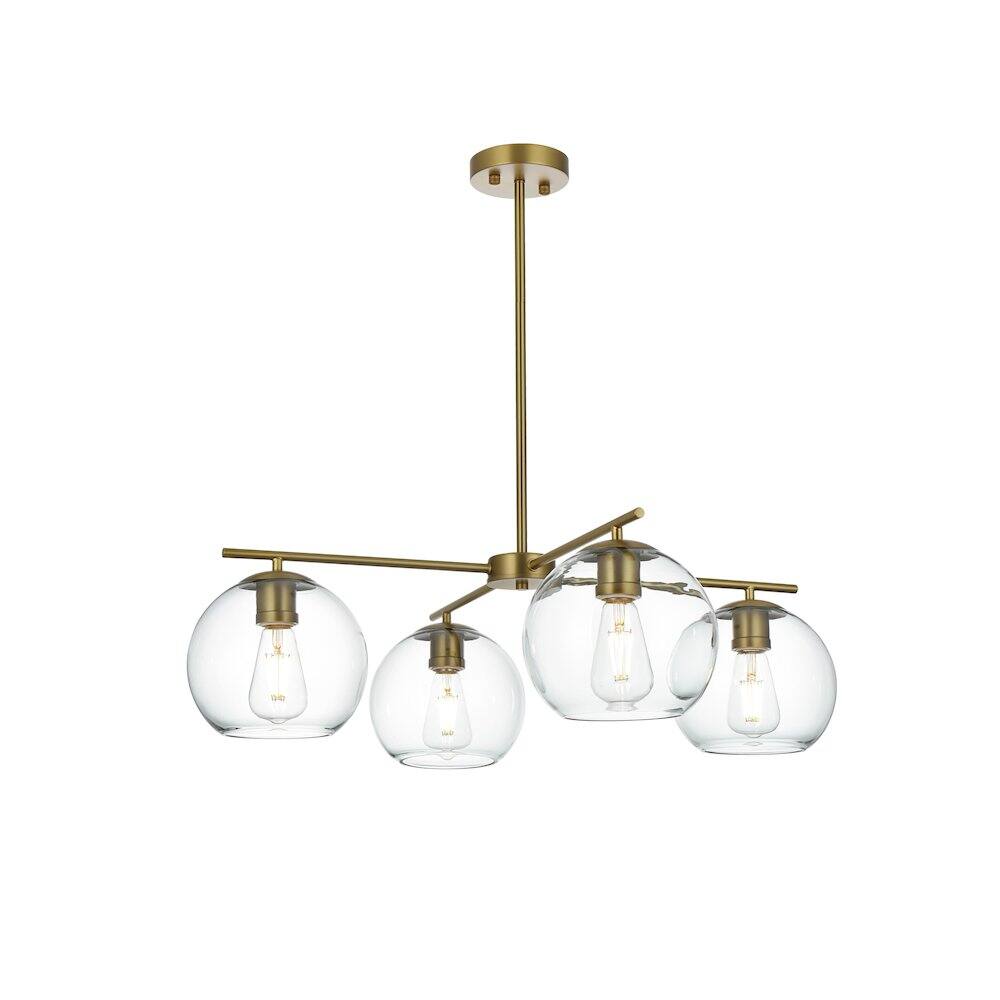 Alt View 1. Living District - Opus 30.5 Inch Pendant Clear Shade in Satin Gold - Satin Gold And Clear.