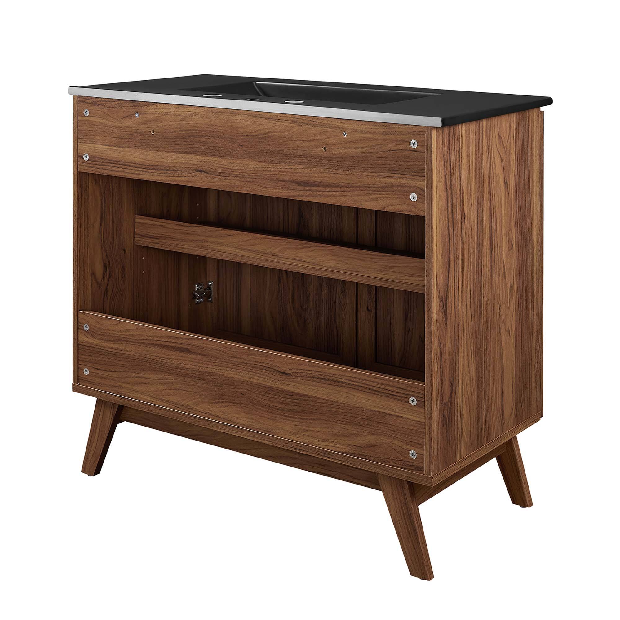 Alt View 5. Modway - Soma Bathroom Vanity with Black Basin Included by Modway - Walnut Black.