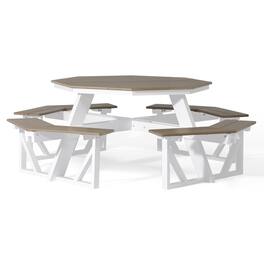WestinTrends - Greenville Outdoor 48" HDPE 8-Person Patio Octagon Picnic Table - Weathered Wood