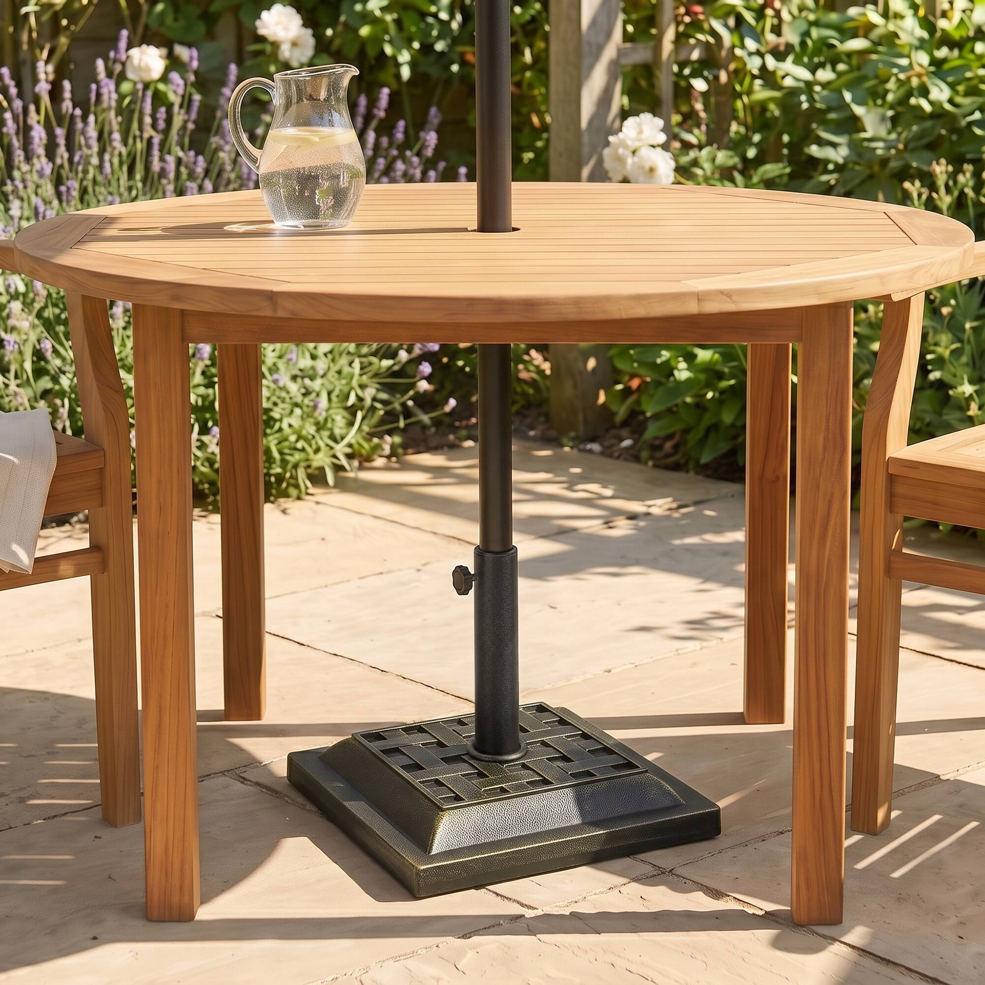 Alt View 7. Outsunny - 20 lbs Patio Market Umbrella Base Stand Resin Parasol Holder Square with Beautiful Decorative Pattern & Easy Setup - Bronze.