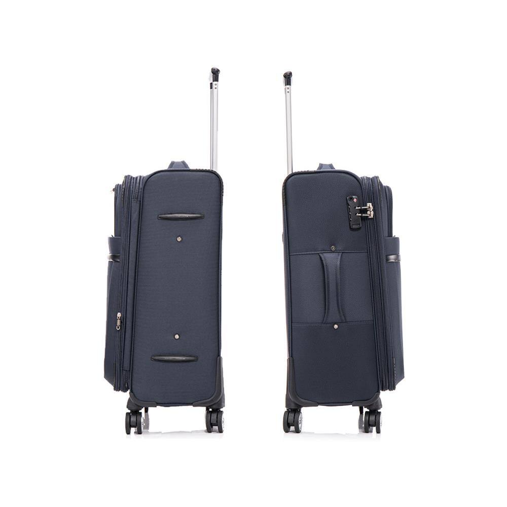 Alt View 1. BreeBe - 3-piece fabric soft luggage set with swivel wheels and password lock, 20/26/30 inches - Dark Blue.