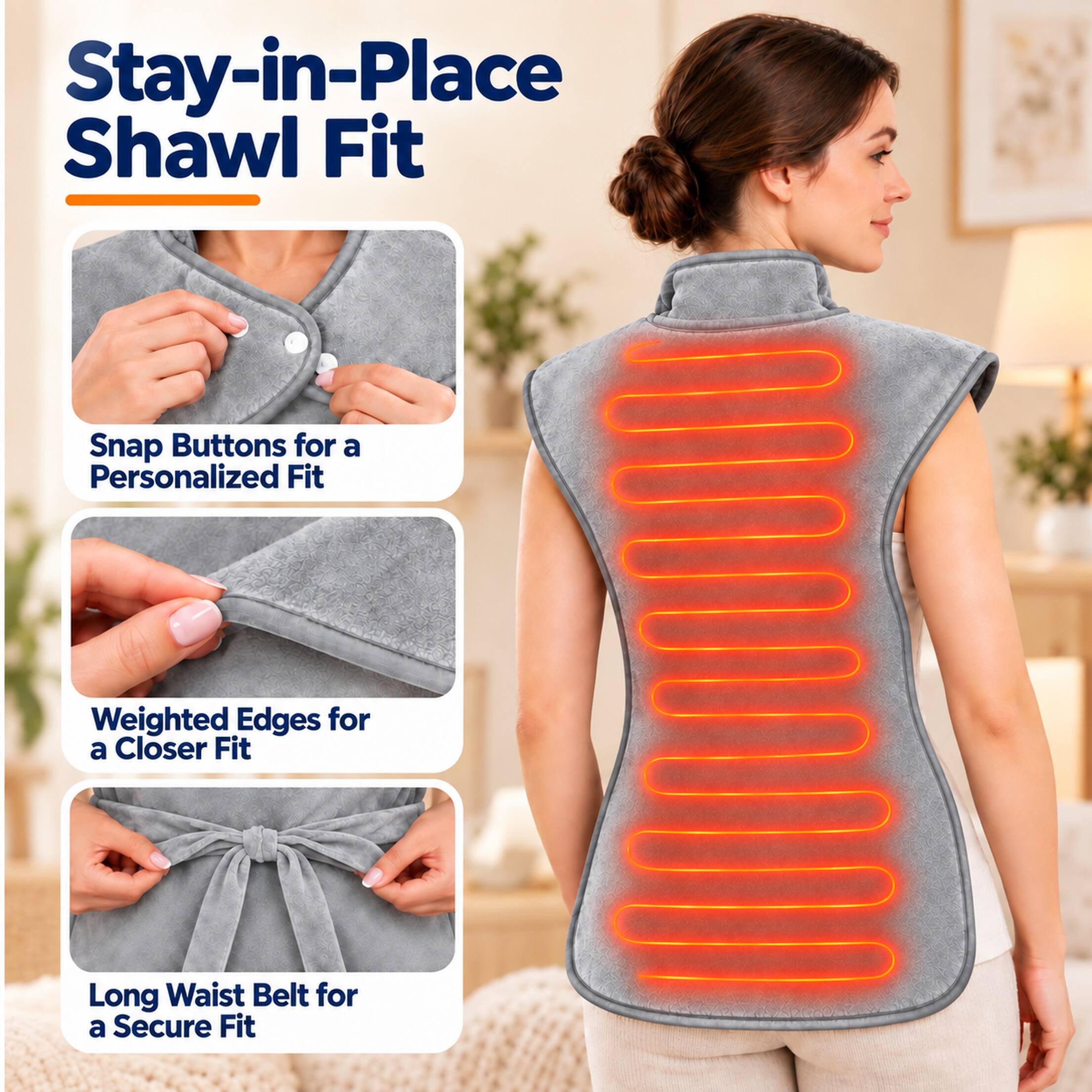 Stay-in-Place Shawl Fit

Snap Buttons for a Personalized Fit

Weighted Edges for a Closer Fit

Long Waist Belt for a Secure Fit