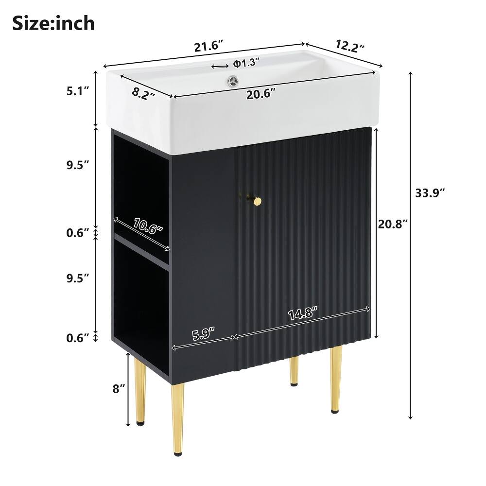 Size: inch  
5.1"  
8.2"  
21.6"  
1.3"  
20.6"  
12.2"  
9.5"  
0.6"  
10.6"  
33.9"  
20.8"  
9.5"  
0.6"  
5.9"  
14.8"  
8"