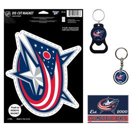 WinCraft - Columbus Blue Jackets 4-Pack Key Rings and Magnets Set - Multicolor