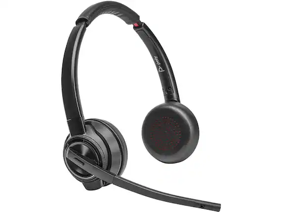 Front. HP - HP Poly Savi 8420 Office Stereo Microsoft Teams Certified DECT 1920-1930 MHz Headset Model 8L7F5AA#ABA - Black.