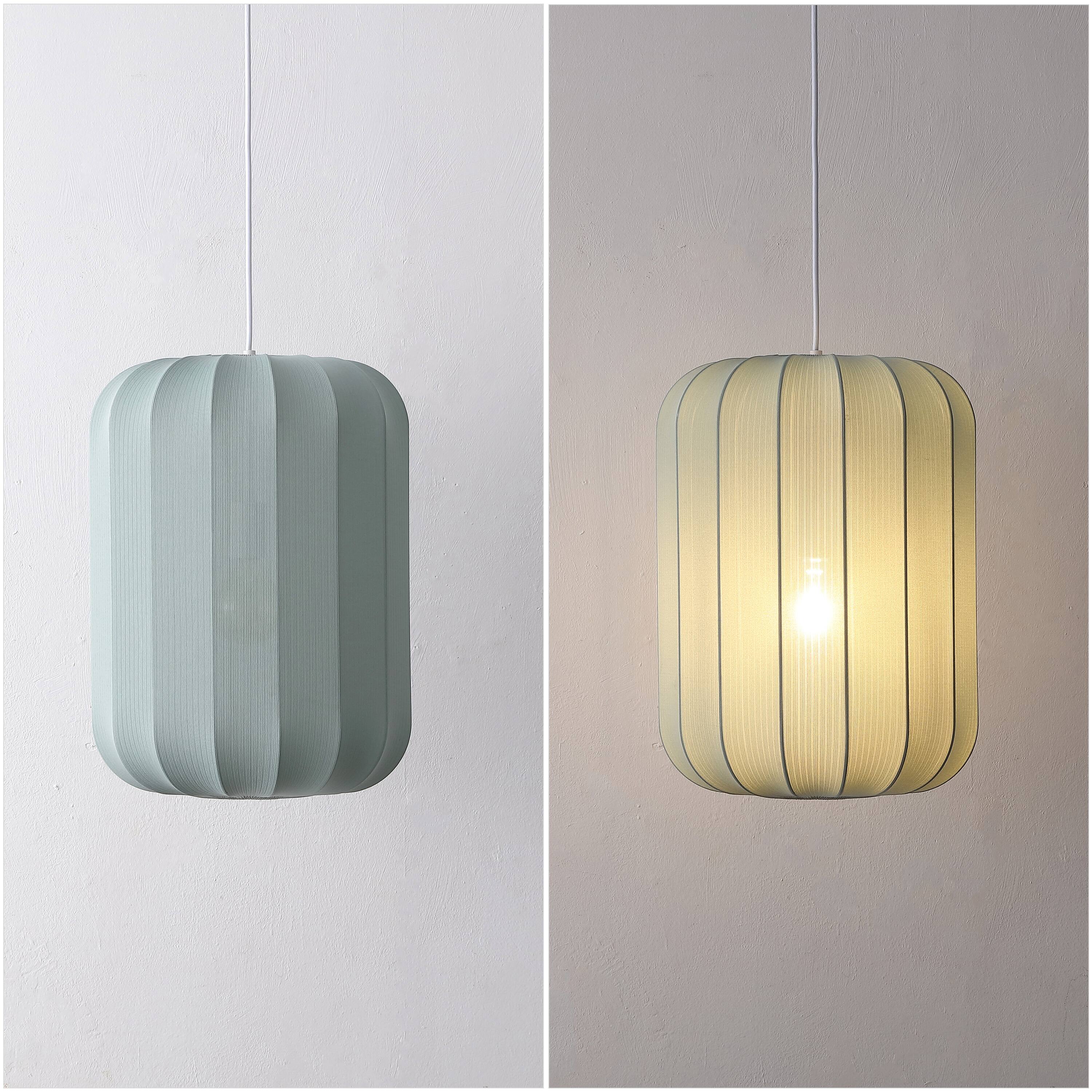 Alt View 3. Jonathan Y - Aurelia 13.75" 1-Light Scandinavian Adjustable Lantern Metal with Ribbed Cocoon Capsule Shade LED Pendant, Dusty Blue - Dusty Blue.