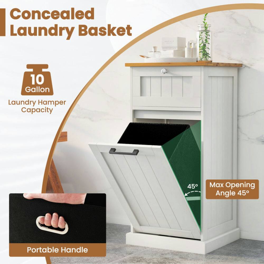 Concealed Laundry Basket  
10 Gallon Laundry Hamper Capacity  
Max Opening Angle 45°  
Portable Handle