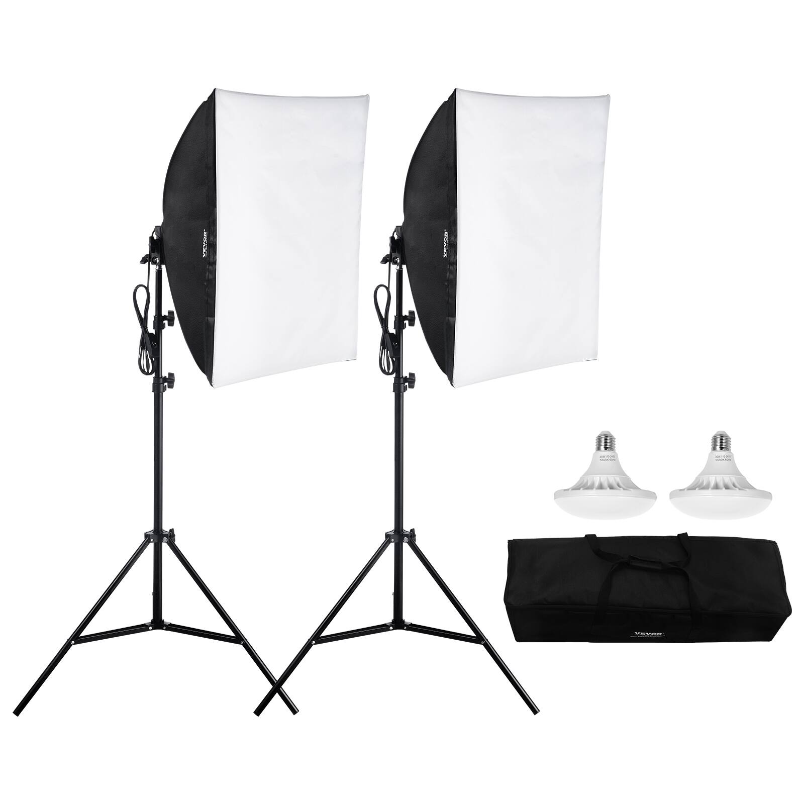 Alt View 5. VEVOR - Softbox Lighting Kit, 24" x 24", Professional Softbox with 30W 5500K LED Bulbs, Close to Natural Daylight - Black.