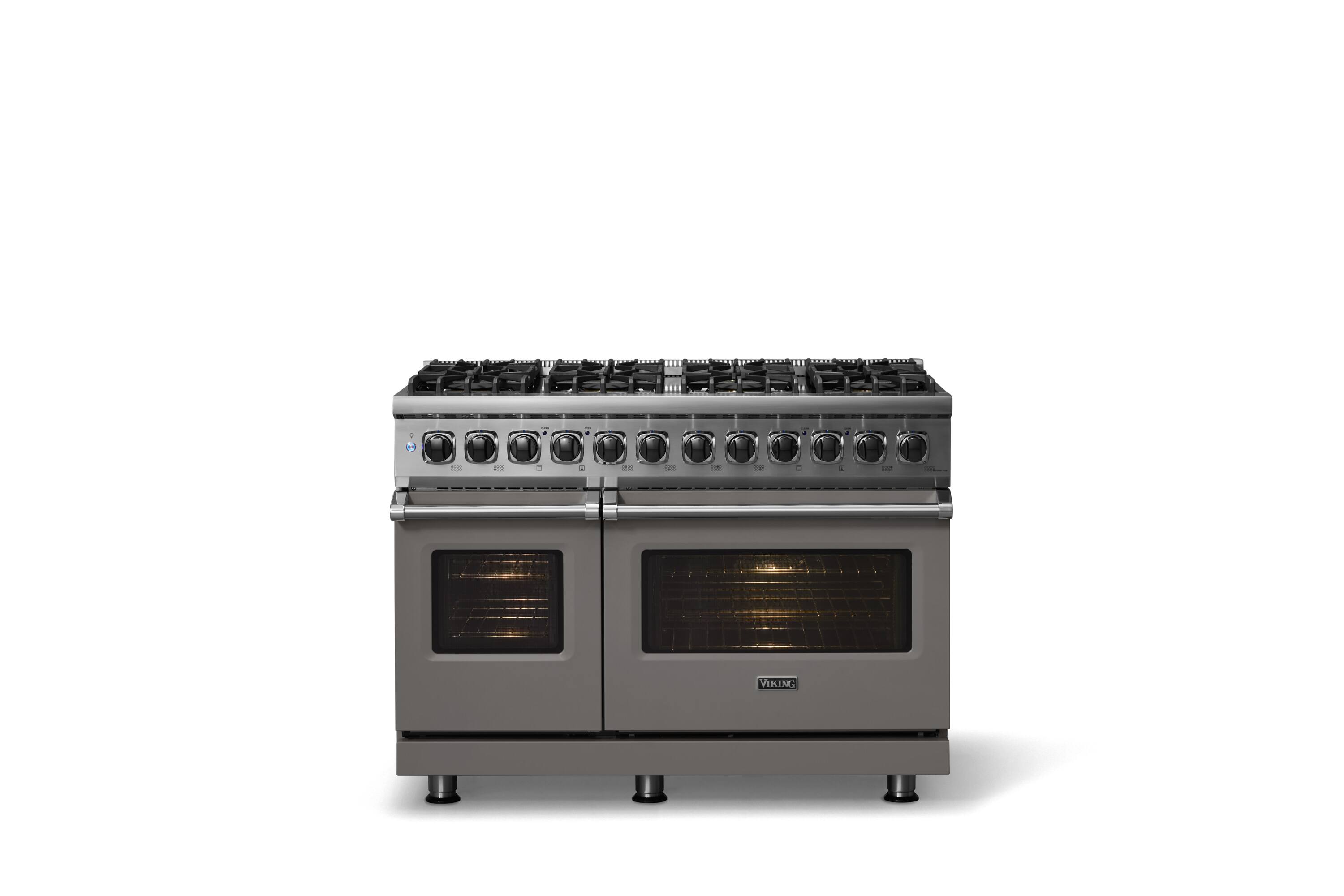 Alt View 2. Viking - 5-Series 48"W Gas Open Burner Range - Damascus Gray.