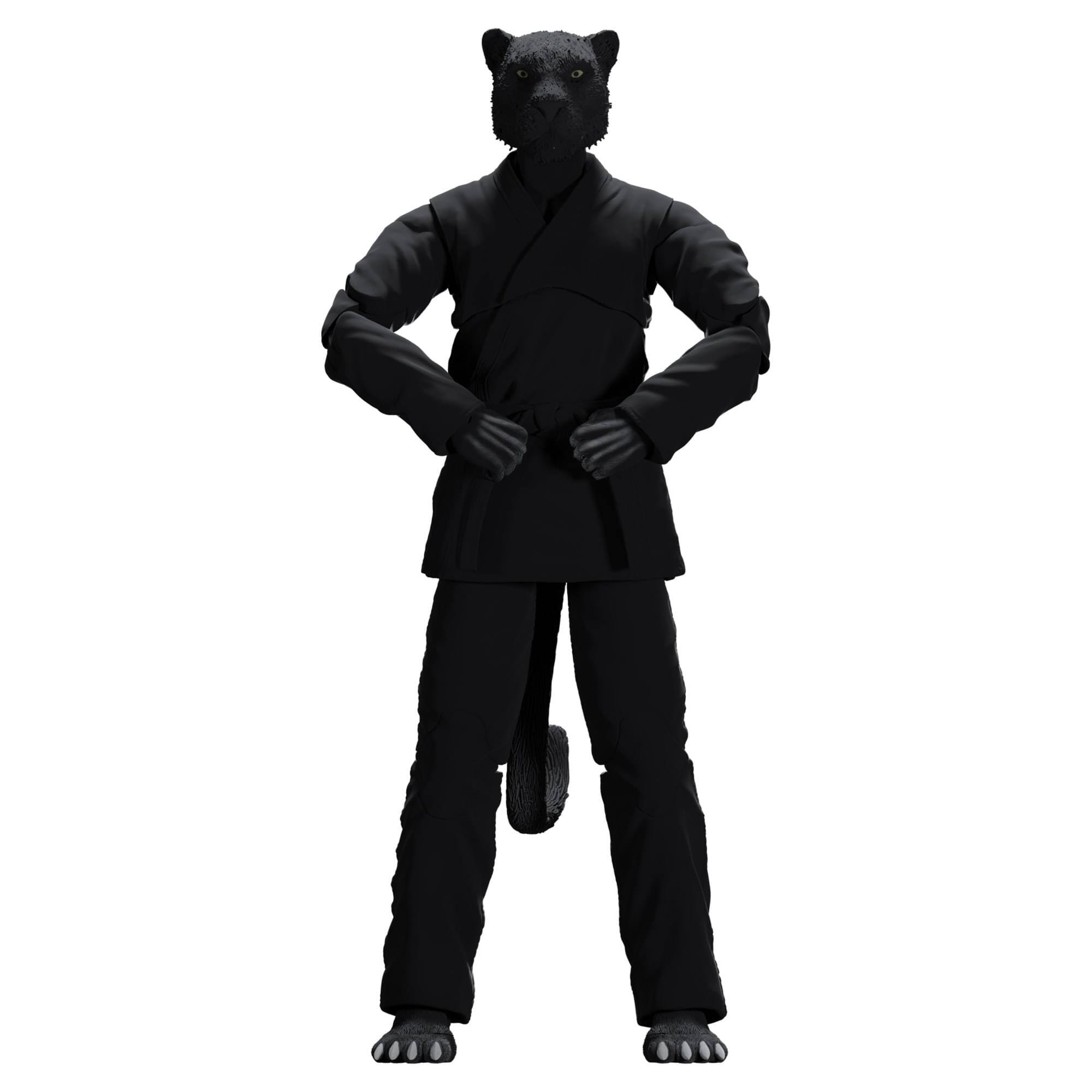Alt View 2. Icon Heroes - Zoo Jitsu Fighters 6 Inch Action Figure | Paulo the Panther with Black Gi - Black.