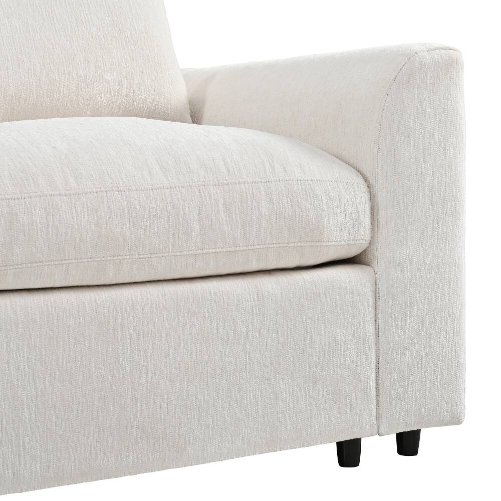 Alt View 9. Loheer - Loheer 101.57" Modern 3-Seater Sofa Chenille Couch with Solid Wood Frame Deep Seating Living Room Sofa with Throw Pillow - Beige.
