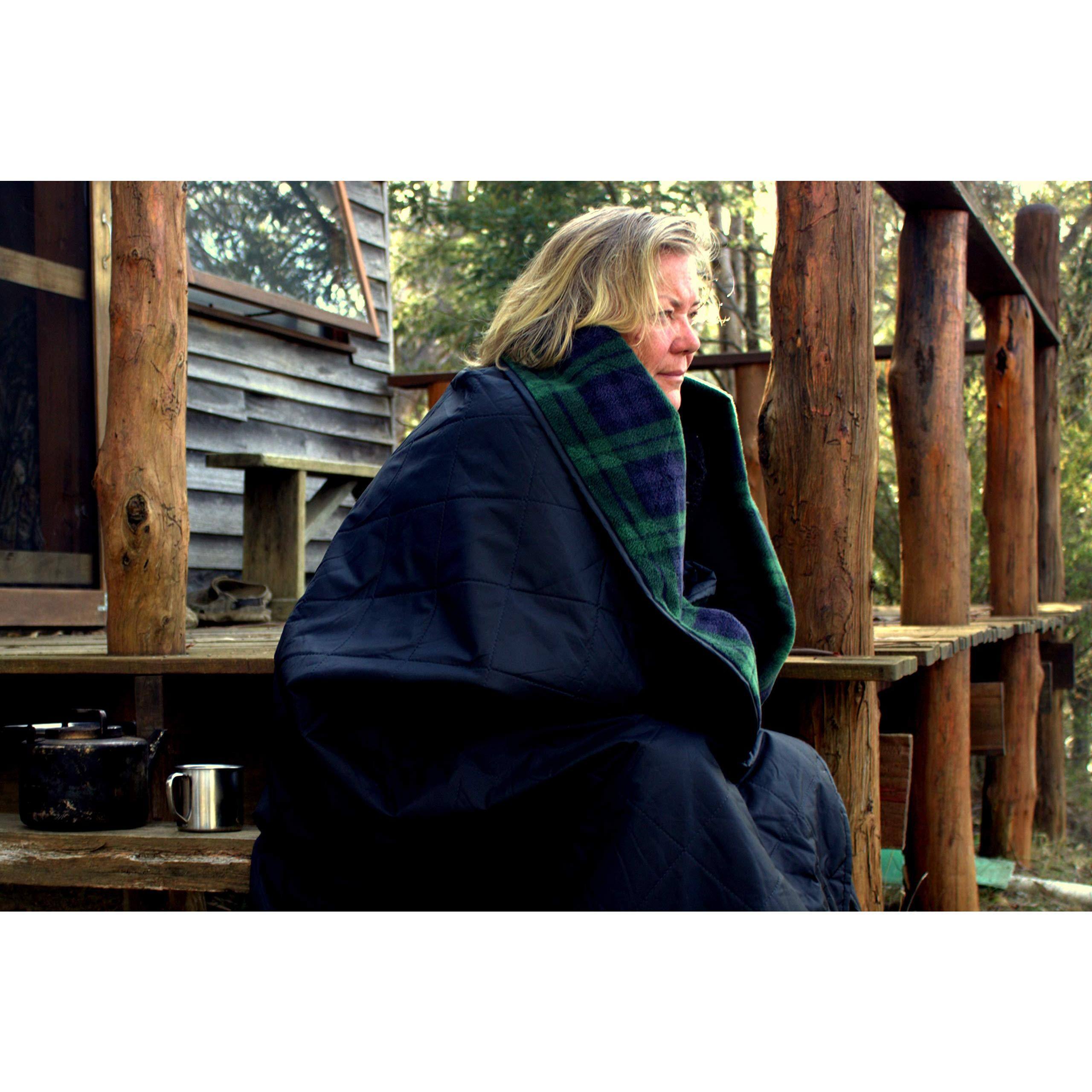 Alt View 6. Paradigms Interiors - Waterproof Windproof Extra Thick 350 Gsm Quilted Fleece Or Sherpa Stadium Blanket 350 Gsm FleeceUPGRADED PR... - Green Check.