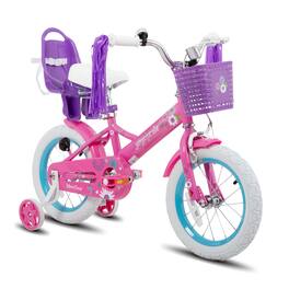 JOYSTAR - Little Daisy Kids Bike for Girl Boy Ages 2-4, Child's Bicycle with Doll Seat & Streamers, 12" - Purple Pink