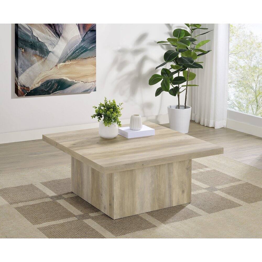 Angle. Coaster Co. of America - Devar Square Engineered Wood Coffee Table Distressed Pine - Distressed Pine.