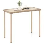 Front. Costway - 48" Outdoor Counter Height Table Patio Bar Table Heavy Duty Rectangle Metal Frame - Brown.