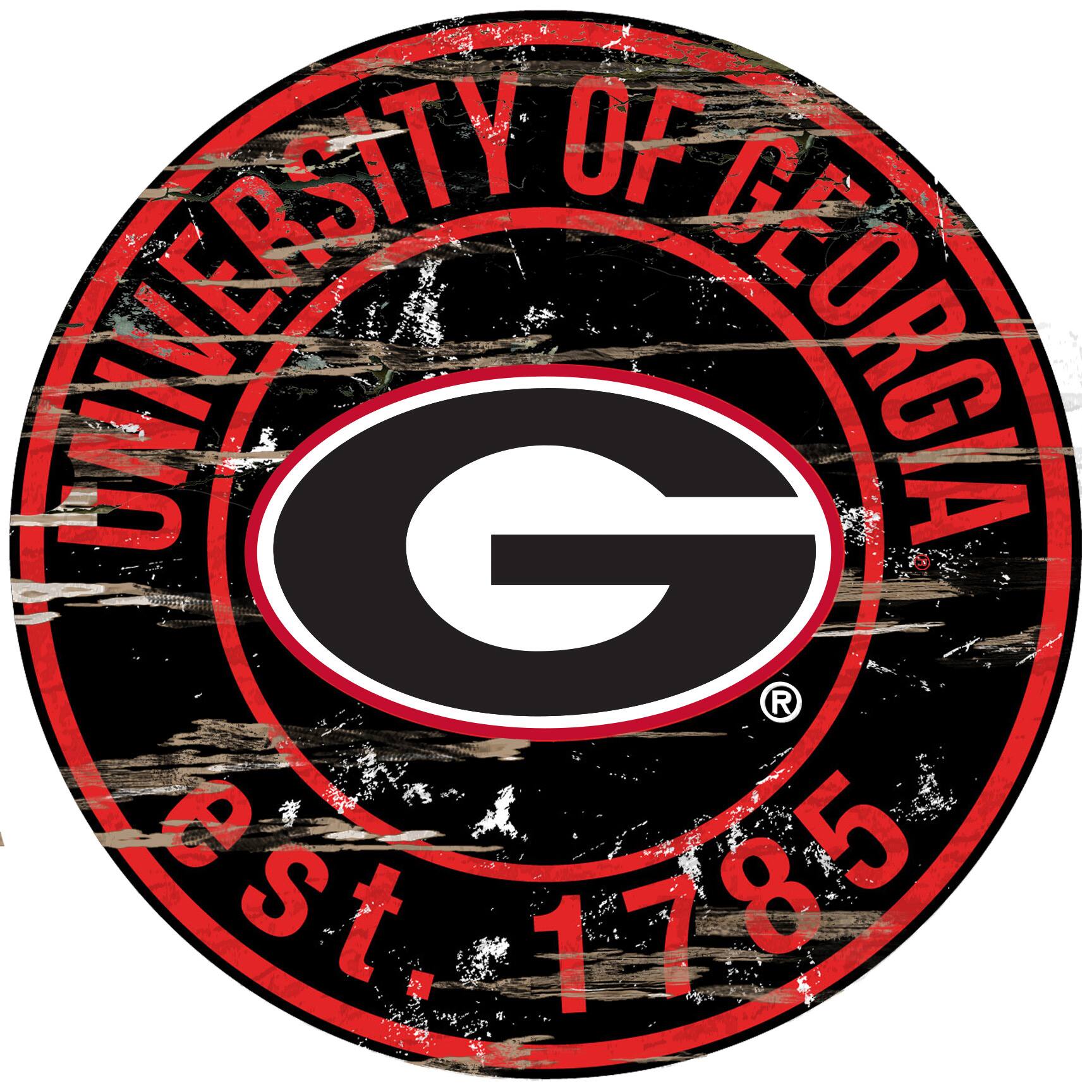 Georgia Bulldogs 23.5" Distressed Round Sign