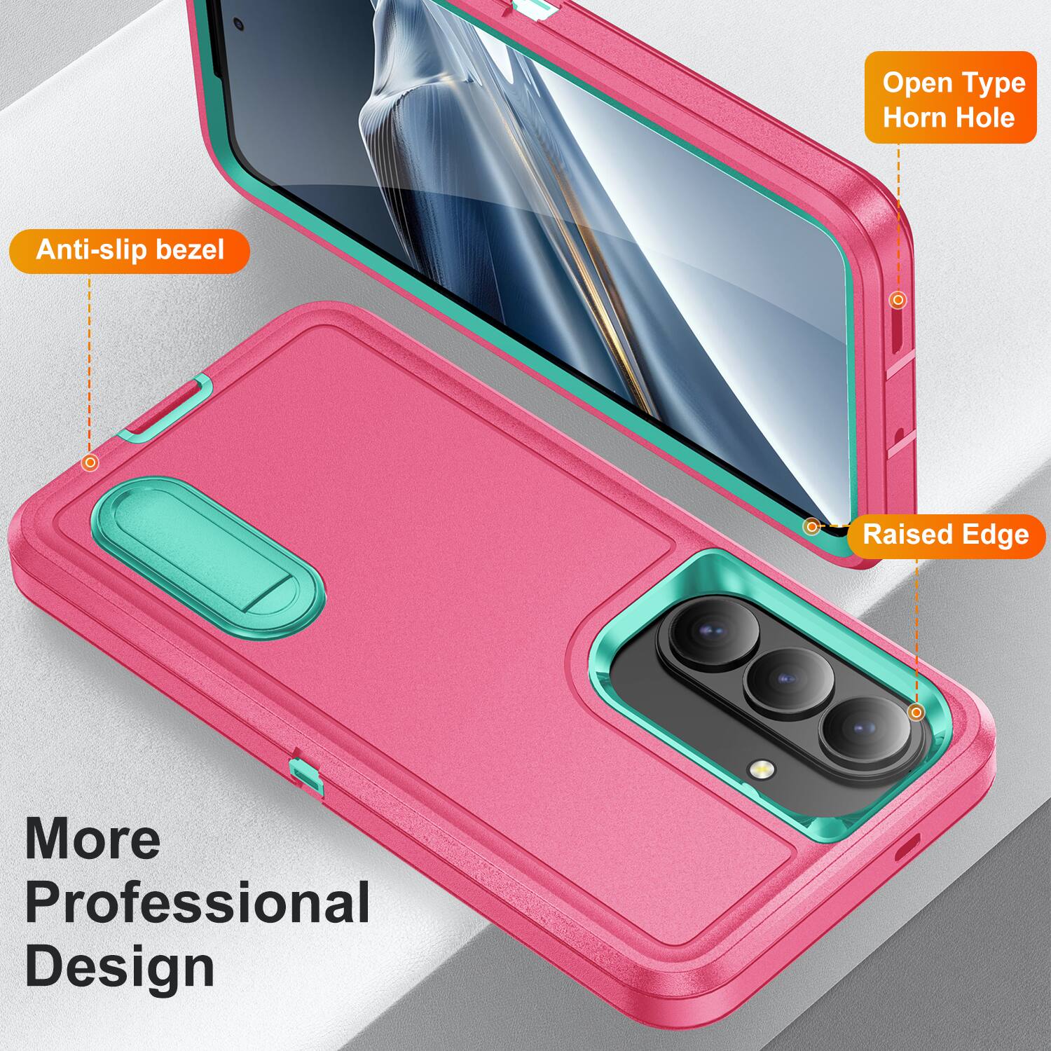Open Type Horn Hole  
Anti-slip bezel  
Raised Edge  
More Professional Design