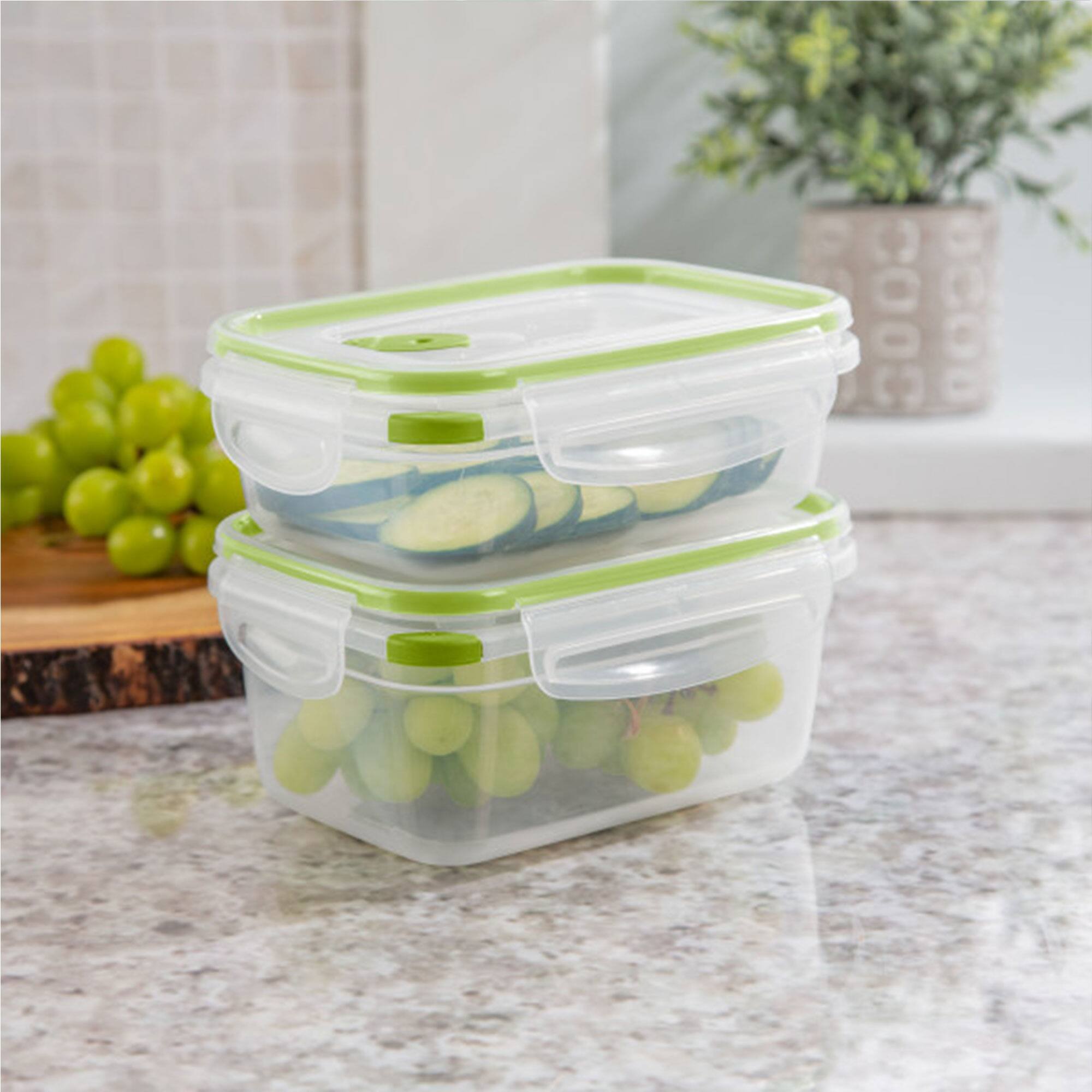 Alt View 5. Sterilite - Sterilite 3.1 Cup Rectangle Ultra-Seal Food Storage Container, Green (6 Pack) - Clear/Green lid.