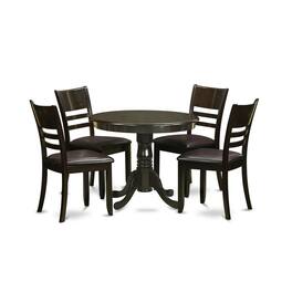 East West Furniture - 5 Pc Kitchen Table set-round Kitchen Table plus 4 dinette Chairs - Cappuccino