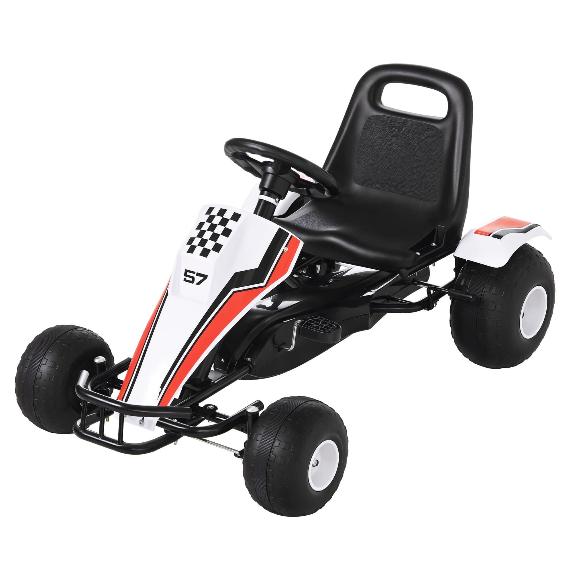 Aosom - Pedal Go Kart Children Ride on Car Racing Style with Adjustable Seat, Plastic Wheels - White