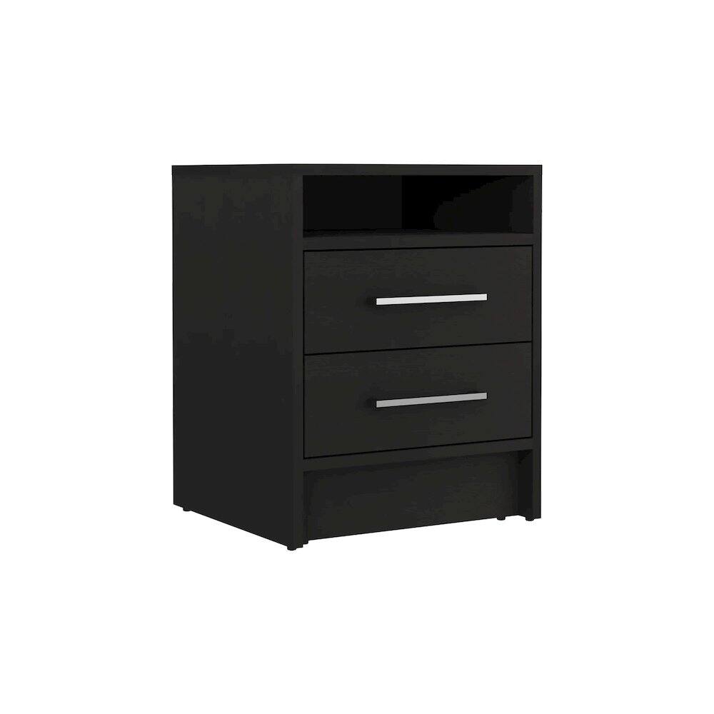 Front. TuHome - Greter Nightstand Black MDF - Brown.