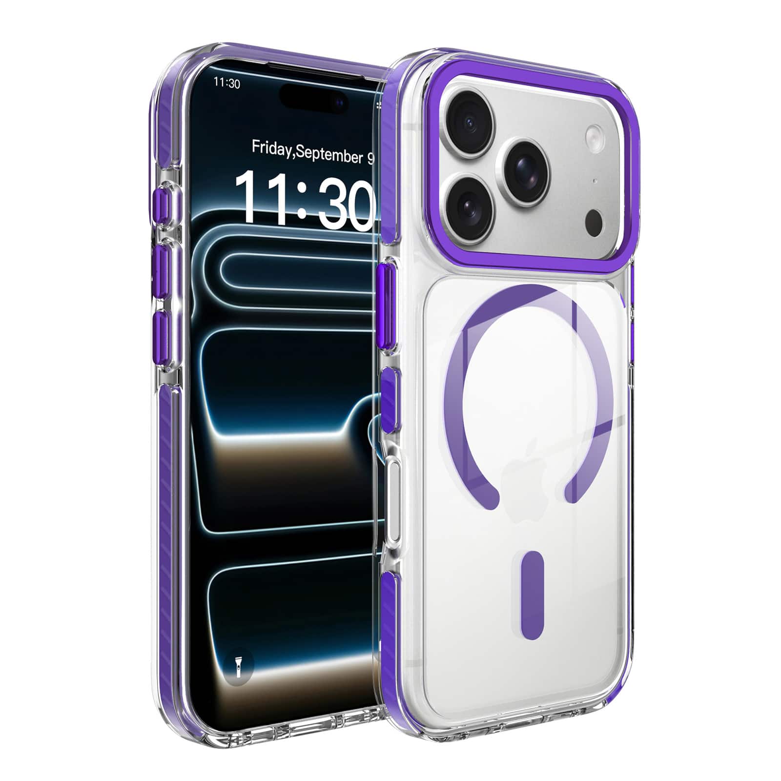 UUCOVER - Magnetic Case for Apple iPhone 17 Pro,Shockproof TPU+PC Clear Case Compatible with MagSafe Transparent Back Cover - Purple price history on PriceWatchPro