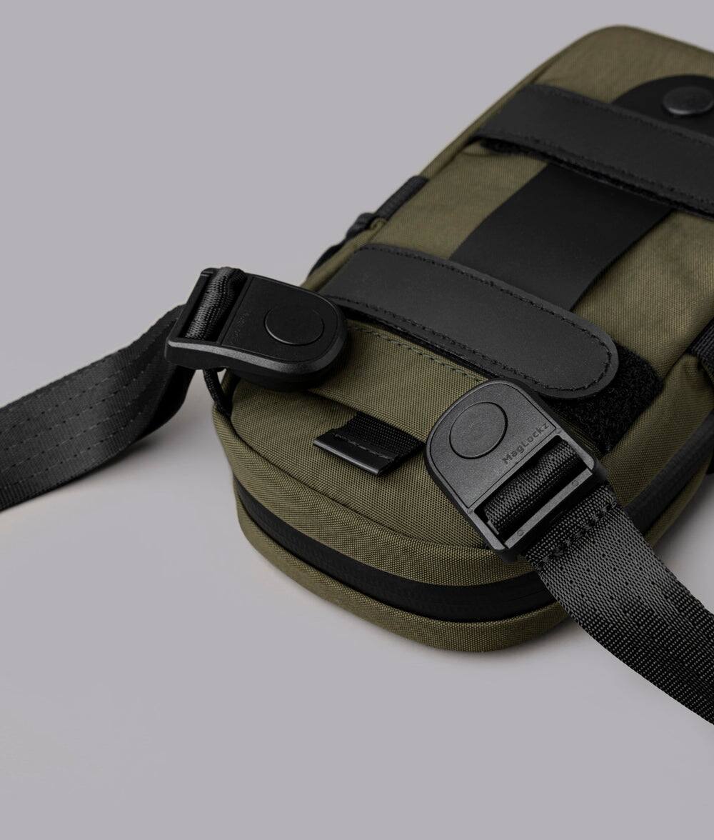 Alt View 7. ALPAKA - Men’s Sling Bag & Belt Bag - Crossbody Phone Sling with Card Sleeve and HUB Compatibility - Green Axoflux 400D Washed Nylon.