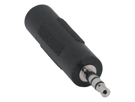 Front. Cable Leader - 3.5mm to 2.5mm Stereo Adapter, 3-Pole Male to Female, Fully Molded - Black.