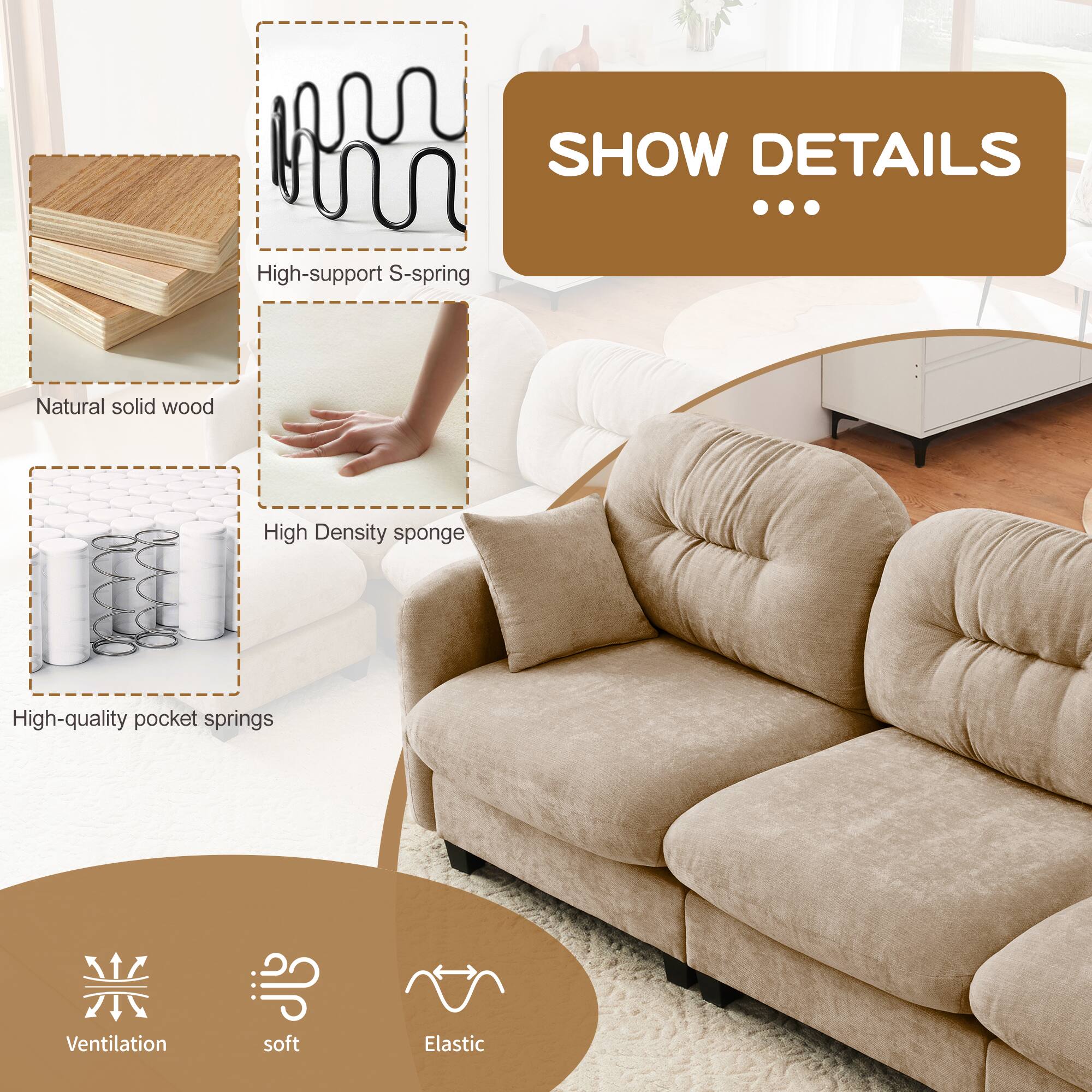 SHOW DETAILS

- High-support S-spring
- Natural solid wood
- High Density sponge
- High-quality pocket springs

Ventilation
soft
Elastic