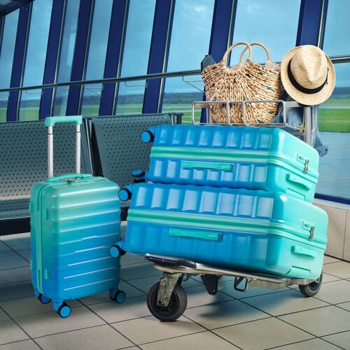 Alt View 8. Winado - Carry on Luggage Set 20"/24"/28" 3 Piece PC+ABS Multicolor Hardshell Suitcase Set with TSA Lock & Spinner Wheels - Gradient Blue.