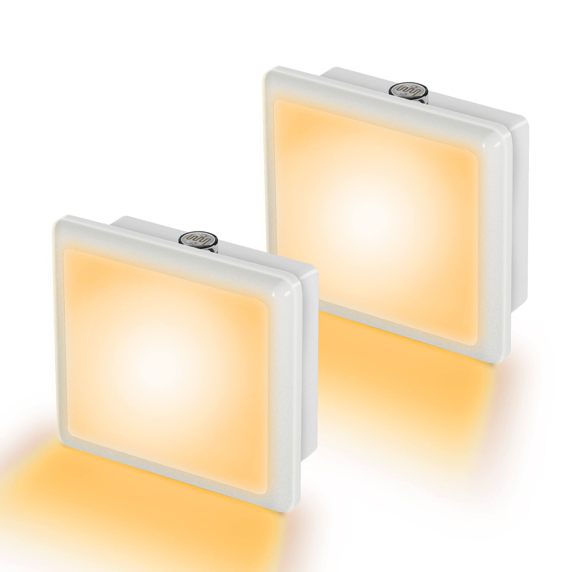 Front. Jandcase - JANDCASE 2-Pack 0.3W Plug-in Night Light, Amber Glow, Compact Square Design, Non-, Dusk-to-Dawn Auto Sensor - White.
