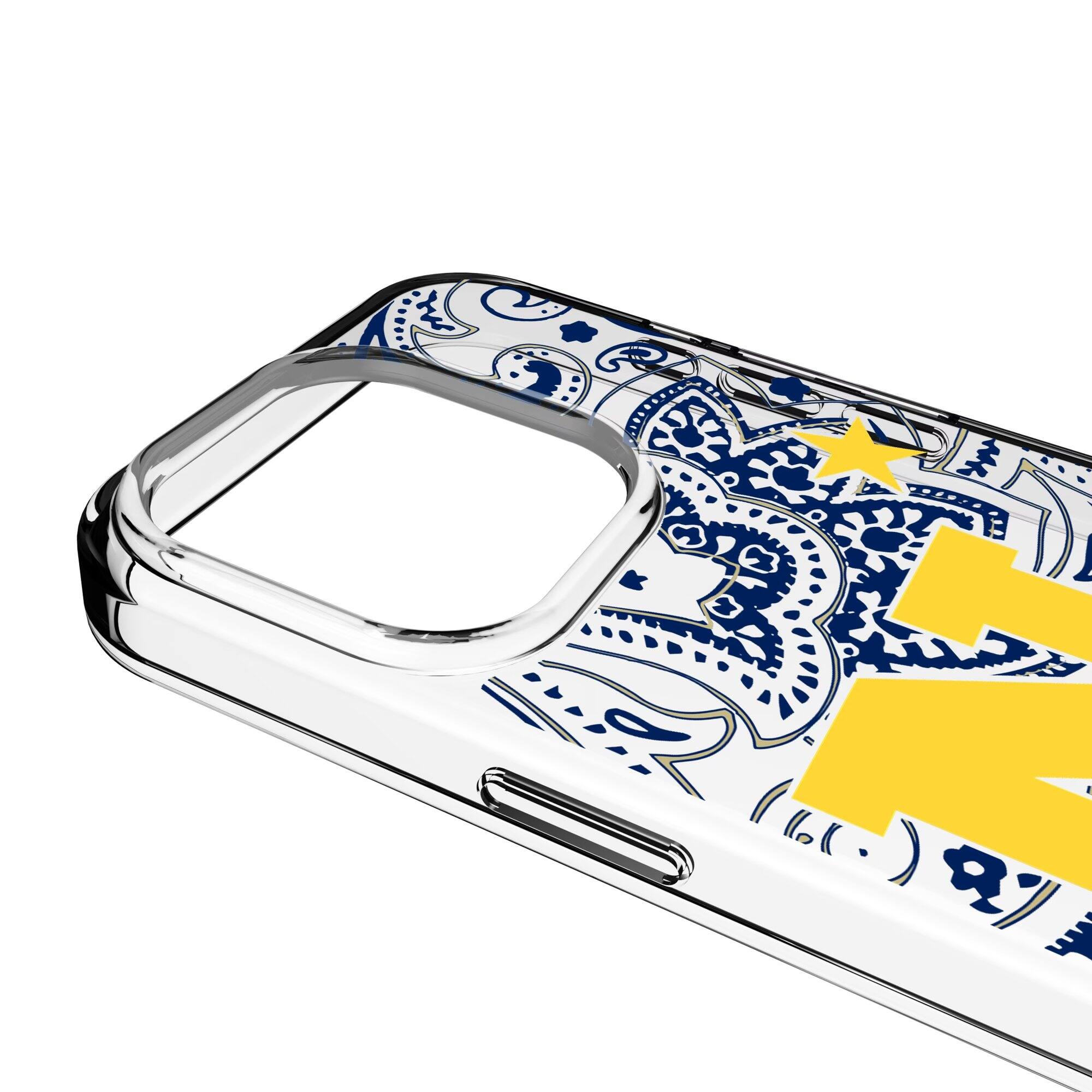 Alt View 2. Keyscaper - Navy Midshipmen iPhone Paisley Design Clear Case - 14 Pro Max - Multicolor.