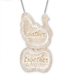 K&K Interiors - Woodgrain Gather Together Turkey Arrow Replacement Sign 11.50 inch - Arrow Sold Separately - White